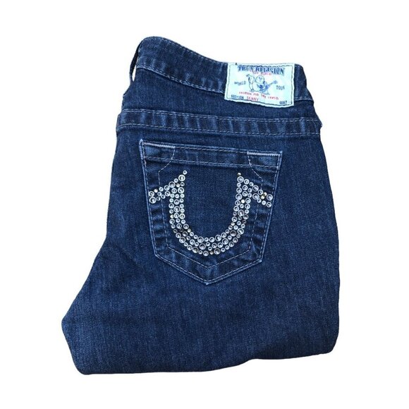 Vintage True Religion Jeans Size 28 SKINNY GEM STONE Blue - Picture 1 of 6